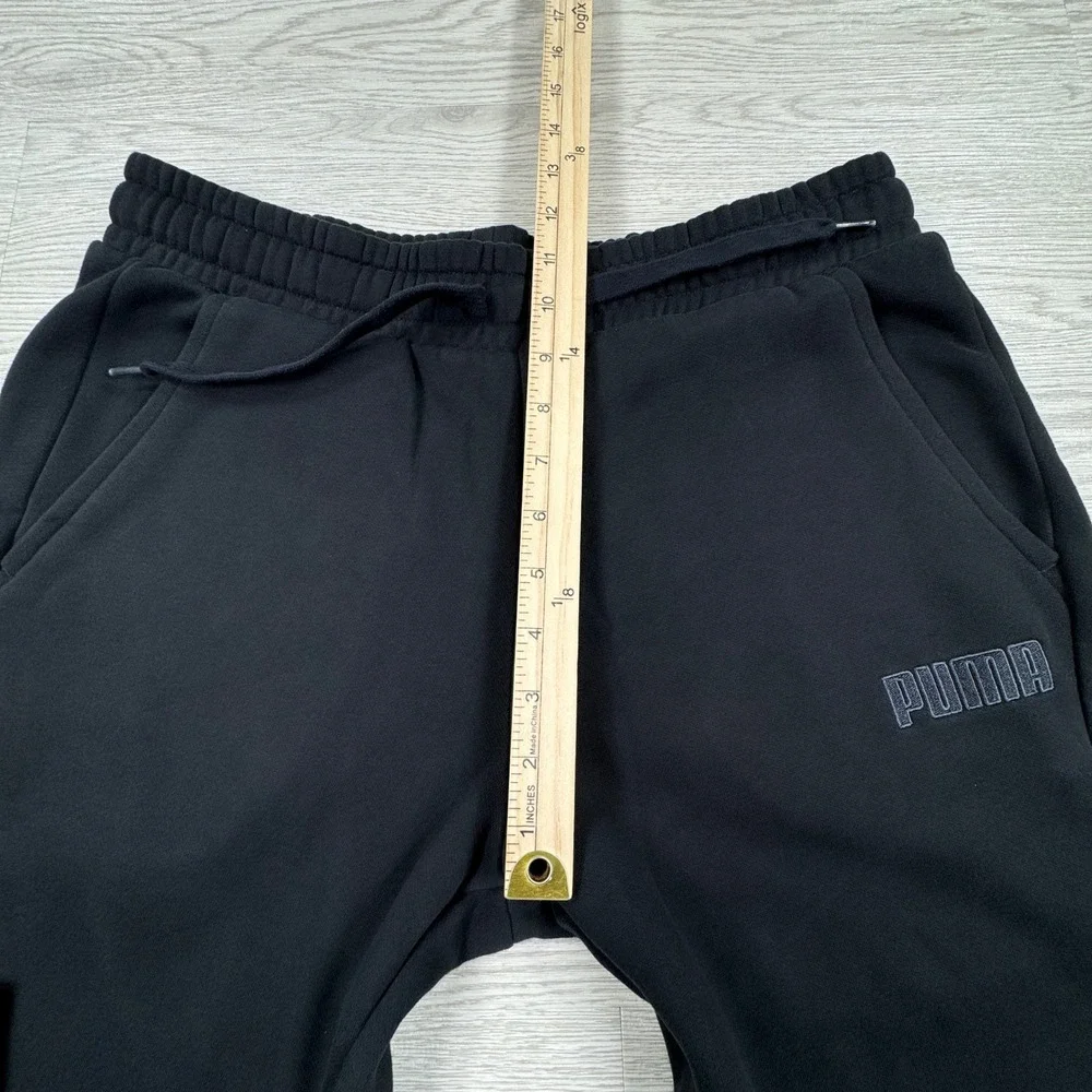 Puma Mens Joggers Sweatpants Black Large Fleece‎ Elastic Waist Drawstring